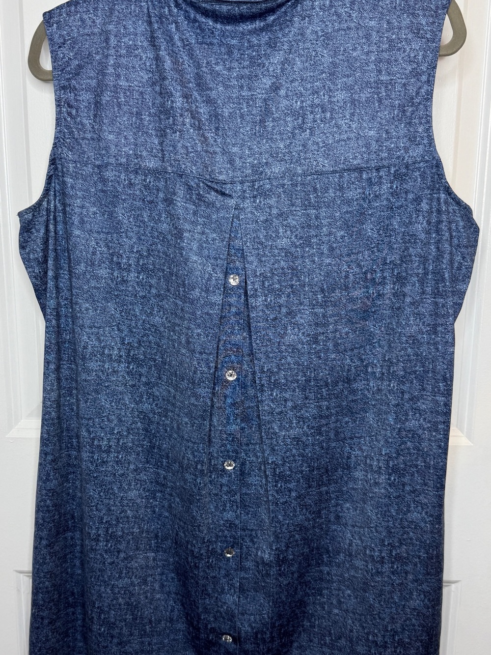 Tango Mango XL Hi-lo Hem Blue Sleeveless Button-Down Tunic Gem Accents | EUC - Picture 3 of 7